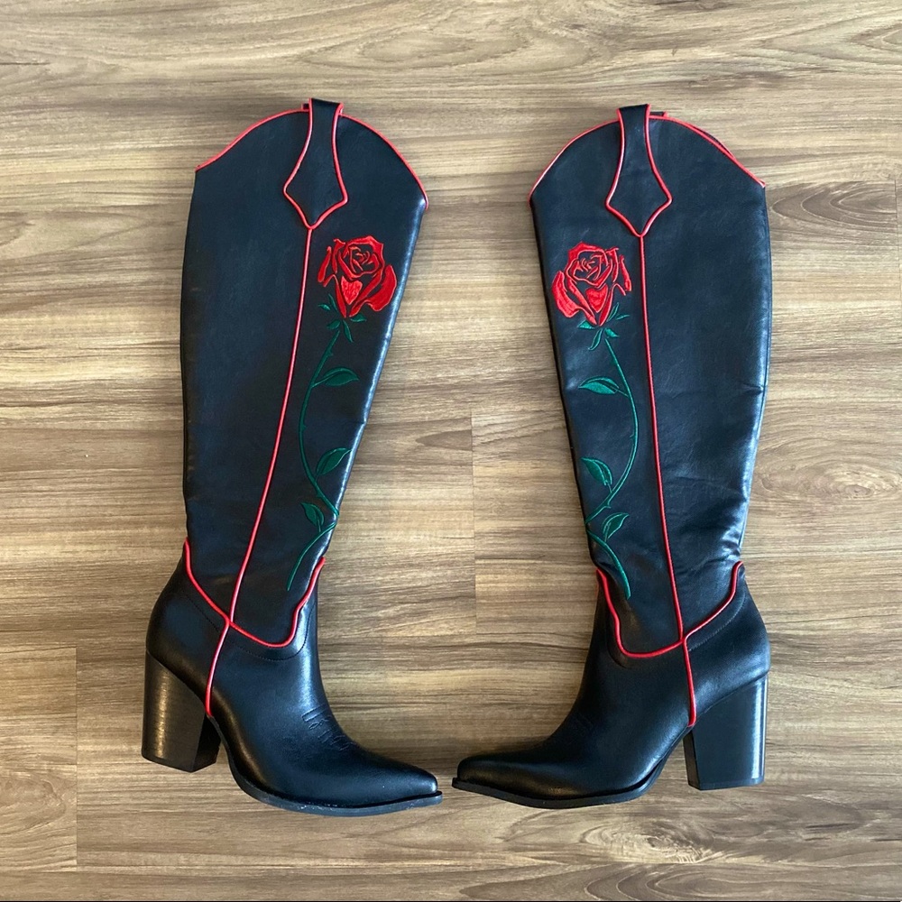 Dusty Rose Knee High Cowboy Boots